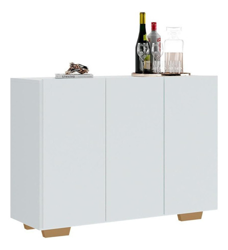 Aparador Buffet 3 Portas Multimóveis V1010 Branco/natural Cor Branco