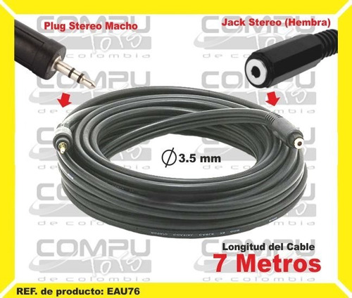 Cable Extension Audio Stereo 3.5 Mm Ref: Eau76 Computoys Sas