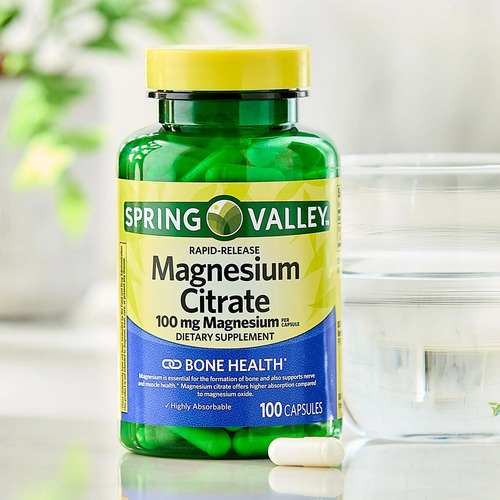 Spring Valley Citrato De Magnesio 100 Mg Con 100 Cápsulas Sabor Sin Sabor