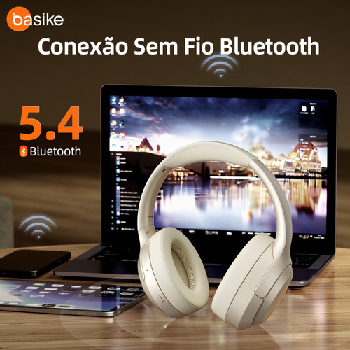 Fone De Ouvido Sem Fio Bluetooth Anc Redução De Ruído Ativo Cor Branco