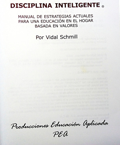 Disciplina Inteligente - Vidal Schmill 2ª Edición (Usado)