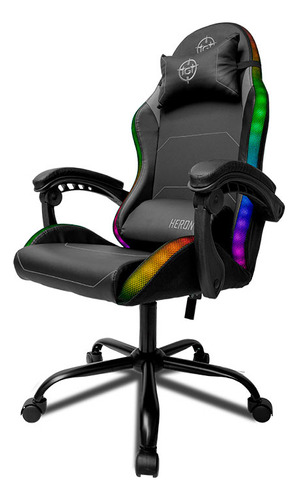 Cadeira de escritório TGT Heron RGB TGT-HR-RGB gamer ergonômica  preta com estofado de couro sintético
