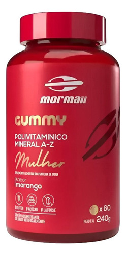 Polivitamínico Em Goma Mineral A-z P Mulher Sab Morango 240g