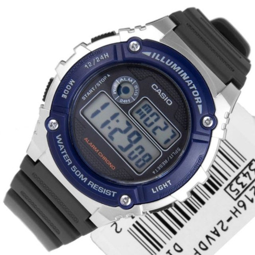 Reloj Casio Unisex Iluminado W 216h 2avf Banda De Resina Gri Color de la correa Negro Color del bisel Gris Color del fondo Gris