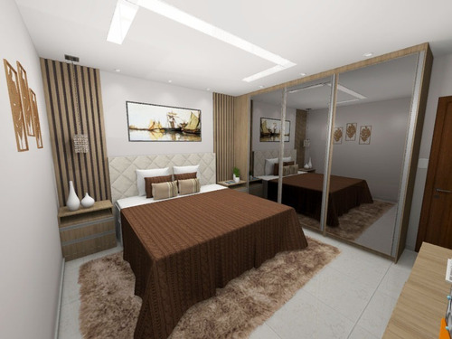 Projeto 3d Quarto E Cozinha Com Sala Integrada