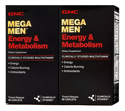 Gnc Mega Men Metabolismo + Energía Pack (180 Caps) Americano Sabor Sin Sabor