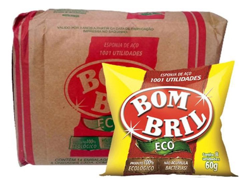 Esponja De Aço Grossa Bom Bril Eco 60g Pacote Fechado Kit 14