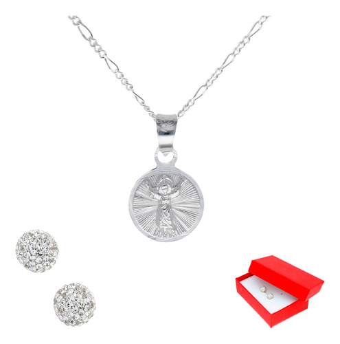 Dije De Divino Niño Mini Y Cadena Juego De Plata + Color Plateado