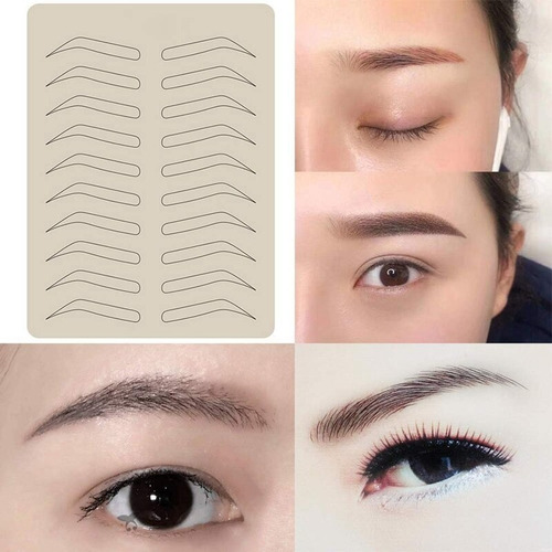 Imagen 5 de 10 de Kit Microblading Compas Regla Lapiz Blanco Marron Plantilla