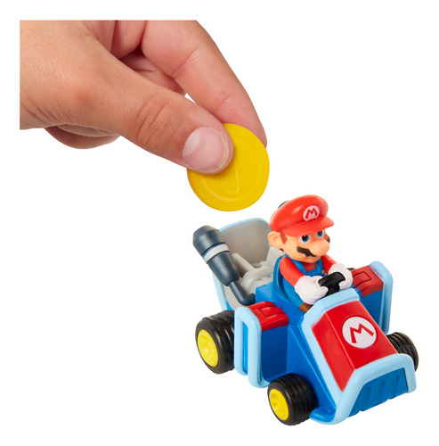Mario Kart Bros Vehiculo Pull Back Moneda Original 5cm 40462