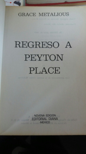 Regreso A Peyton Place Grace Metalious (Usado)