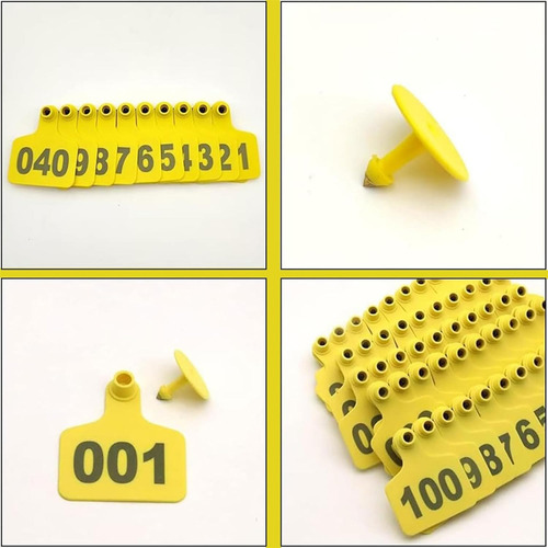 001-100 Aretes Para Cerdo Ganado Numeros Láser Con Pinza