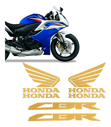 Kit Adesivos Moto Honda Cbr 600f 2012 2013 Emblemas Dourado