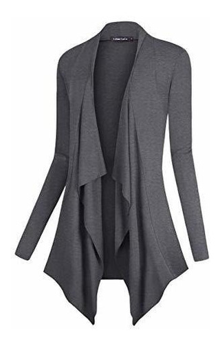 Coco Urbano Mujer Drape Frente Abierto Cardigan Manga Wxhnq