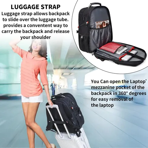 Mochila De Viaje Para Portátil Sherradoo, Extra Grande, 52 L