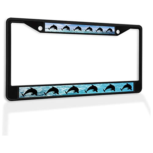 Metal Insert License Plate Frame Silhouette Dolphins We...