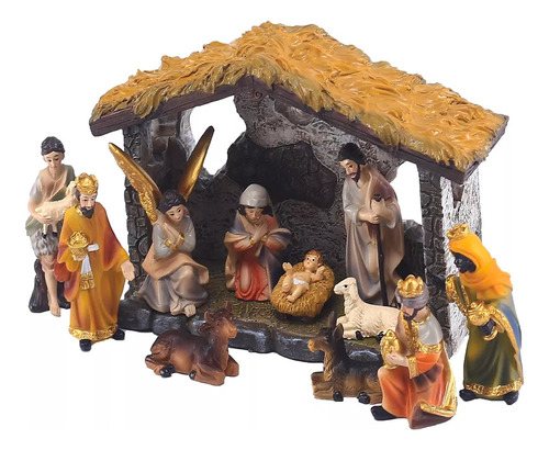 Nacimiento Navideño Tradicional 12 Piezas (resina Fina) Herm