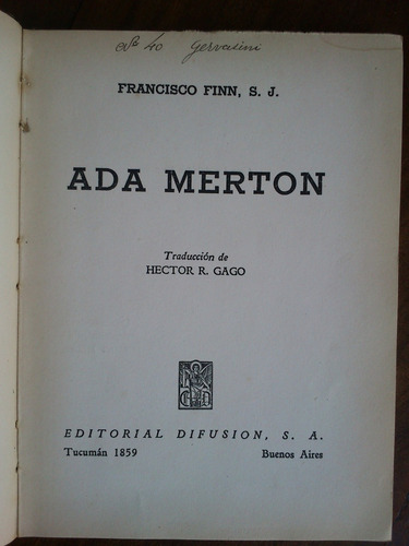 Imagen 2 de 2 de Ada Merton. Francisco Finn, S. J.