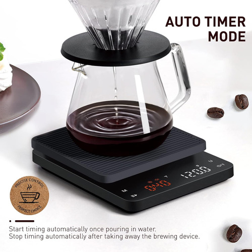Báscula De Café Bagail Basics Con Temporizador, 0,1g De A...