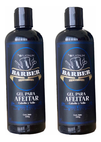 2 Pzs. Gel Para Afeitar Shaving Gel Barber By Platinum 500ml