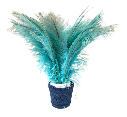 Plumas De Avestruz Tipo Palito P/ Arranjos E Decorações 100g Cor Azul Bebê