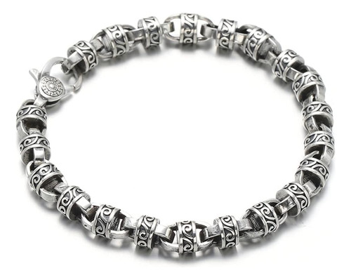 Ushinelit Pulsera De Titanio Chapada En Plata Antigua Para H