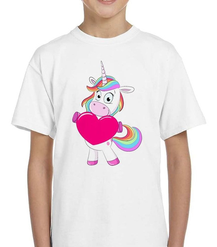 Remera De Niño Unicornio Corazon Con El Txt Q Quieras M2