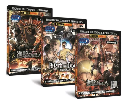 Box Dvd Ataque Dos Titans Dublado Shingeki Temp 1 2 3 Hd