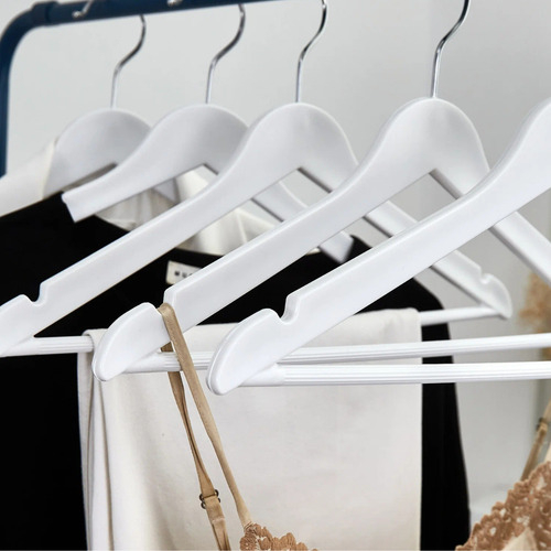 50 Cabide De Madeira Branco Luxo P/ Closet Gancho Giratório