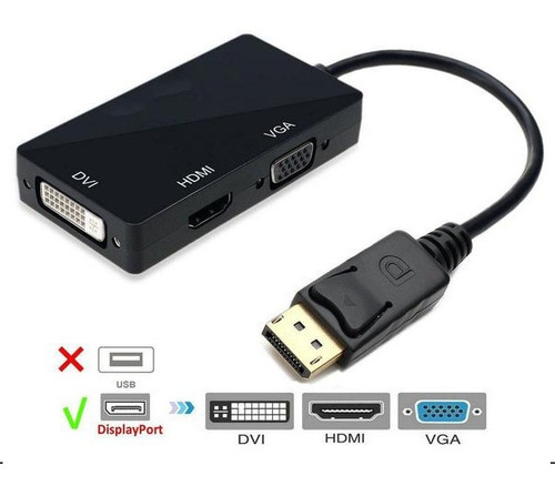 Cabo Adaptador Conversor Displayport Para Hdmi/vga/dvi