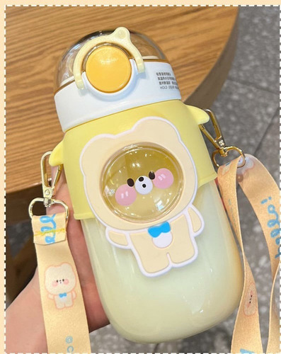 Tomatodo Oso Kawaii Con Correa Y Sorbete 720ml Pegatinas 3 D