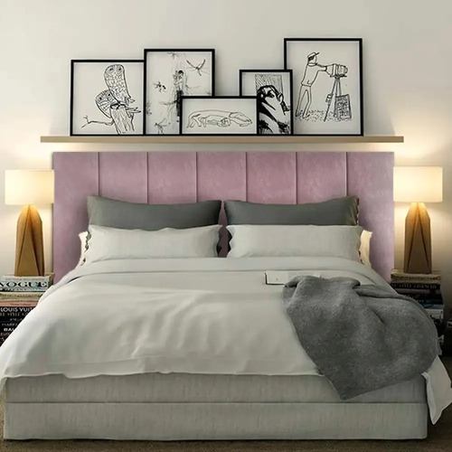 Kit 7 Peças Cabeceira De Cama Modular Para Cama Box De Casal Cor Rosa