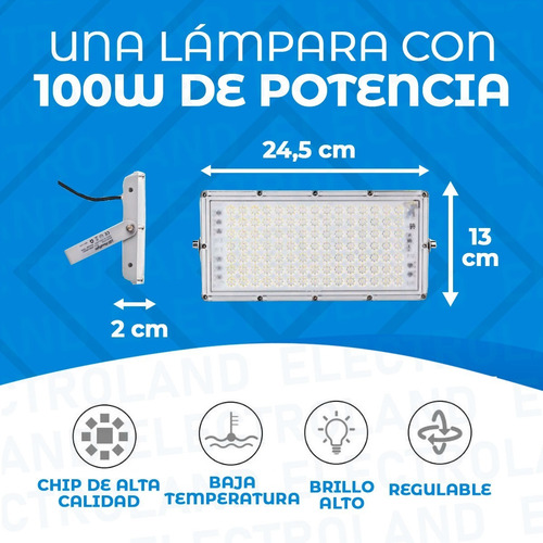 Imagen 6 de 10 de Reflector Led Blanco 100w Led Alta Potencia Exterior Ip66 Sl
