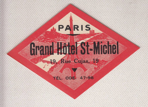 Paris Antiguo Luggage Grand Hotel St Michel Francia Vintage