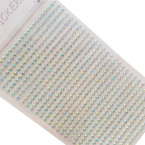 Plancha Grande De 644 Strass Adhesivo Blanco Holografico 3mm