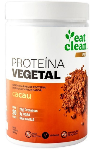 Proteína Vegetal Cacau 600g, Sem Glúten, Vegano - Eat Clean