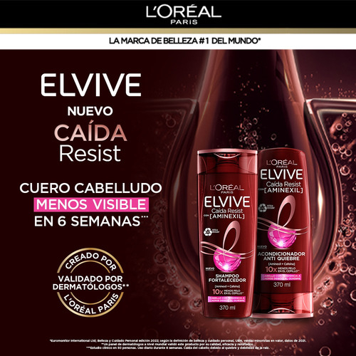 Shampoo Fortalecedor Elvive Caida Resist Con Aminexil 370 Ml
