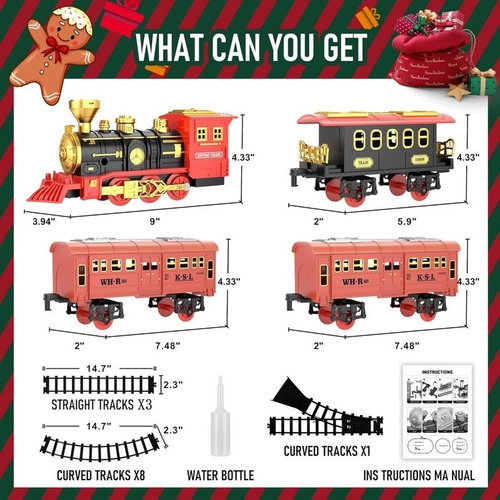 Wnn Set De Tren Navideño Con Humo, Luces Y Sonido