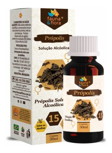 Imagem 2 de 7 de Própolis Marrom Alcoólico 15% Fauna E Flora Imunidade 30ml