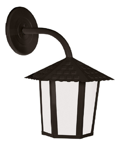 Arandela Colonial Sextavada Preto Lente Polipropileno Bivolt 110V/220V