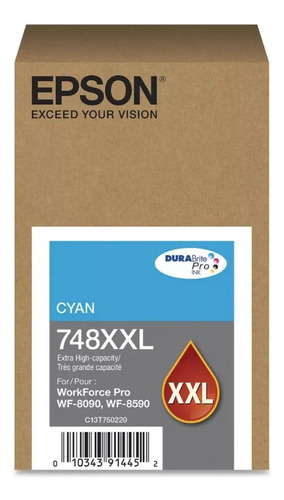 Tinta Epson 748xxl Cian Impresoras Wf-6090 Wf-6590 69ml