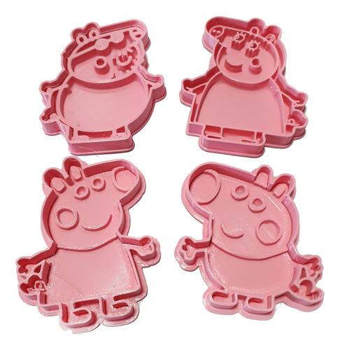 Pack Cortantes Moldes Galletas X4 Unidades Peppa Pig Family