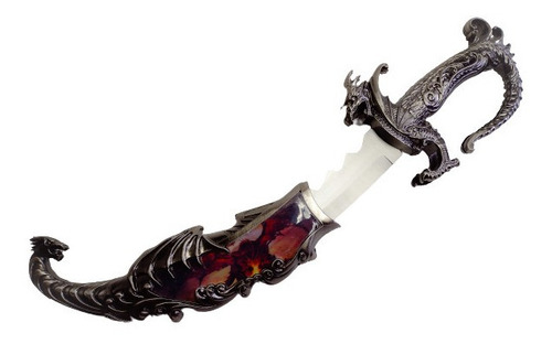 Adaga Aço Dragão Red Faca Espada Bainha Colecionador 38cm