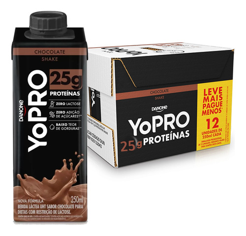 Yopro Chocolate 25g De Proteínas 250ml (12 Unidades)