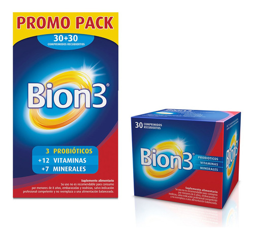 Pack Bion 3 Vitaminas, Minerales Y Probióticos 60+30 Comp.