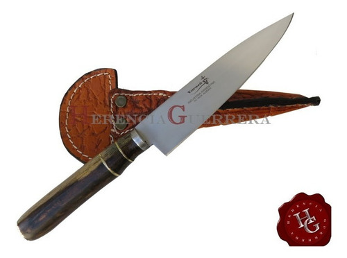 Imagen 4 de 7 de Cuchillo Yarará Criollo Madera Guayubira 15cm Vaina Cuero