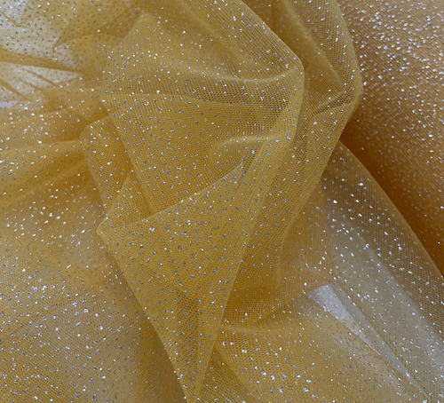 Tela Tul Con Glitter - Brillante- Indumentaria- X Mts- Tdj Amarillo Liso