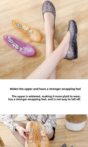 Sandalias Planas De Verano Con Cabeza De Cristal De Pvc Para
