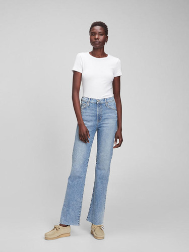 Jeans Mujer Gap Flare Medium Rosa Celeste