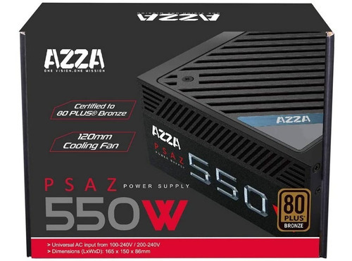 Fuente Pc Gamer Azza 550w 80 Plus Bronze Atx Color Negro